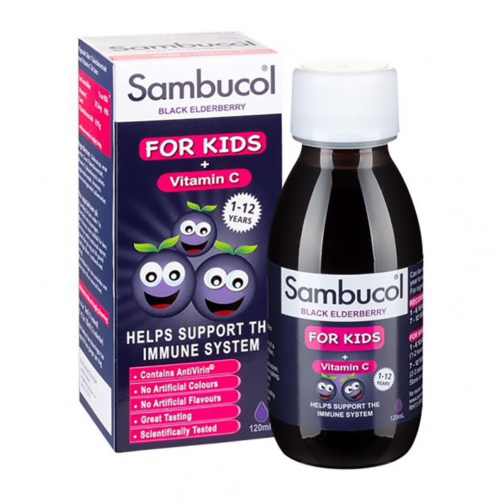 Siro Sambucol Black Elderberry Immuno Forte+Vitamin C+Zinc cho trẻ